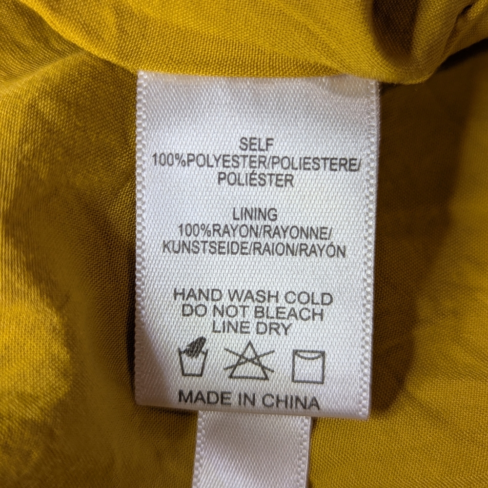 Sunday in Brooklyn Anthropologie Mustard Yellow Sheer Lined Blouse Top Sz S EUC - Picture 10 of 16